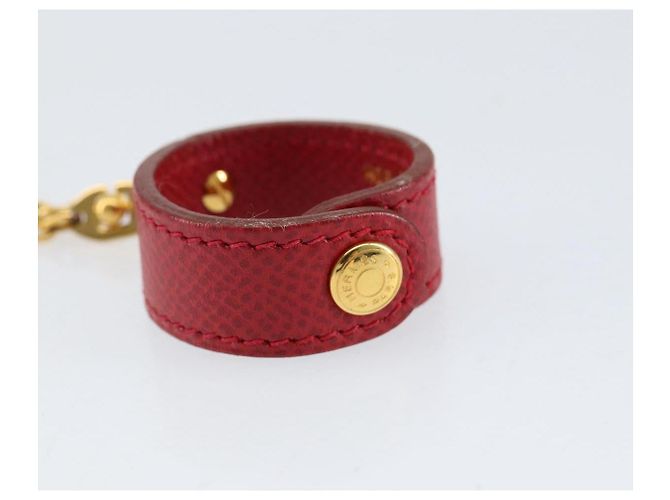 Hermès HERMES Handschuhhalter Charm Leder Rot Gold Auth ar13845 Golden - Ansicht 6