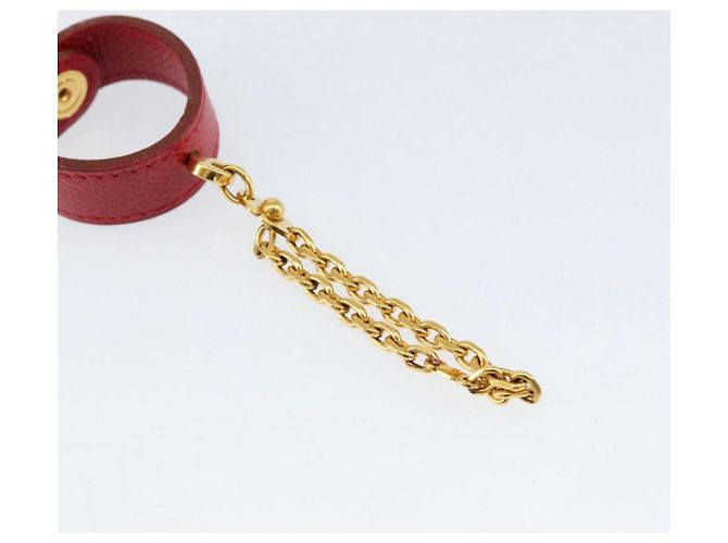 Hermès HERMES Handschuhhalter Charm Leder Rot Gold Auth ar13845 Golden - Ansicht 8