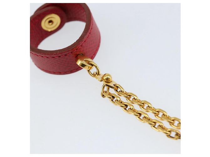 Hermès HERMES Handschuhhalter Charm Leder Rot Gold Auth ar13845 Golden - Ansicht 9