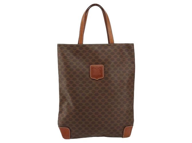 Céline Borsa a mano in tela Macadam CELINE in pelle PVC marrone oro Auth 152276 D'oro - vista 13