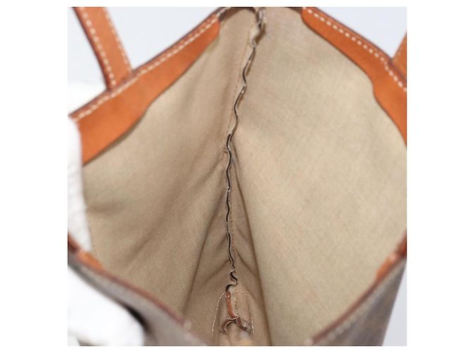 Céline Borsa a mano in tela Macadam CELINE in pelle PVC marrone oro Auth 152276 D'oro - vista 18