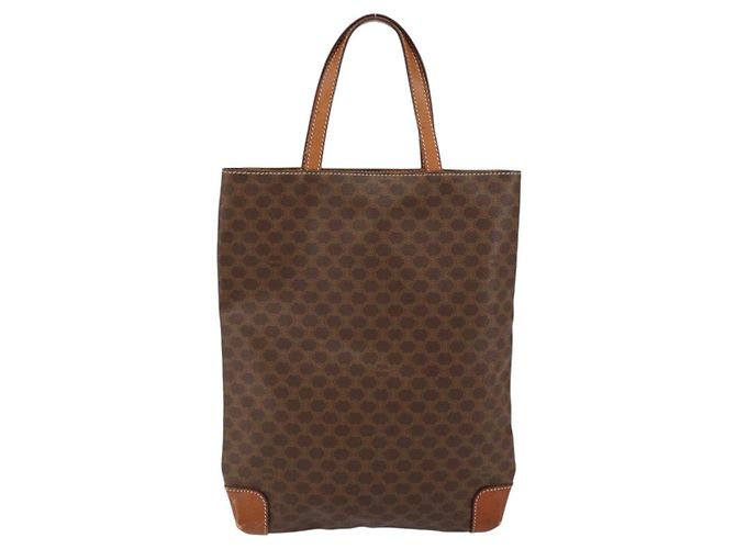 Céline Borsa a mano in tela Macadam CELINE in pelle PVC marrone oro Auth 152276 D'oro - vista 2