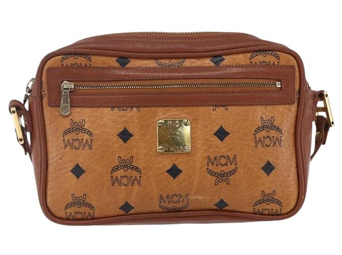 Borsa a Spalla MCM Logogram Vicetos in Pelle PVC Marrone Oro Auth BA8428 D'oro - vista 13