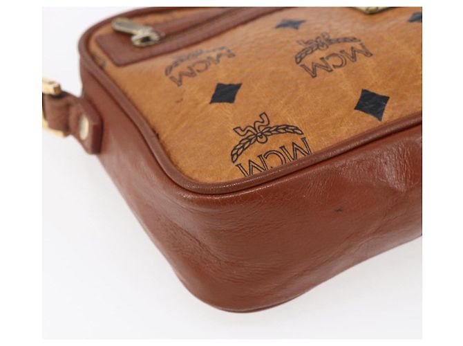 Borsa a Spalla MCM Logogram Vicetos in Pelle PVC Marrone Oro Auth BA8428 D'oro - vista 14