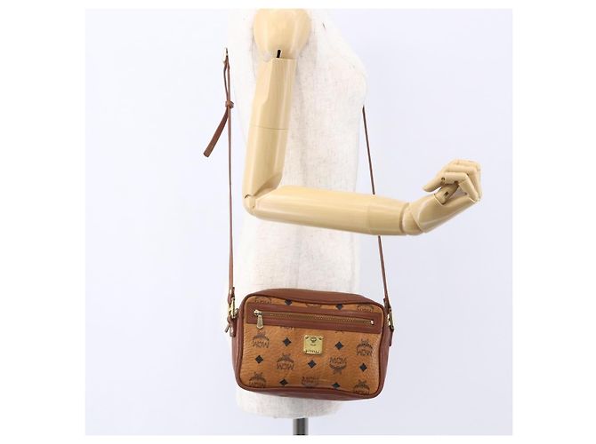 Borsa a Spalla MCM Logogram Vicetos in Pelle PVC Marrone Oro Auth BA8428 D'oro - vista 21
