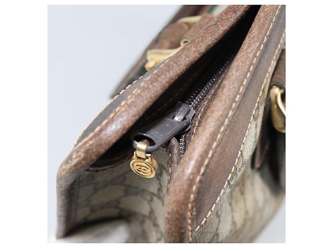 Borsa tote Gucci GG Supreme Web Sherry Line in PVC beige e oro 010 378 Auth 154418 D'oro - vista 10