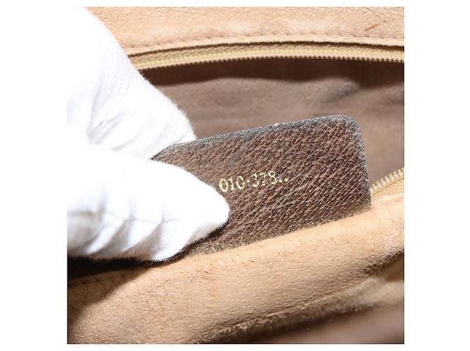 Borsa tote Gucci GG Supreme Web Sherry Line in PVC beige e oro 010 378 Auth 154418 D'oro - vista 12