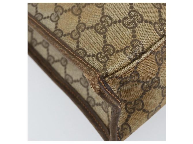 Borsa tote Gucci GG Supreme Web Sherry Line in PVC beige e oro 010 378 Auth 154418 D'oro - vista 14