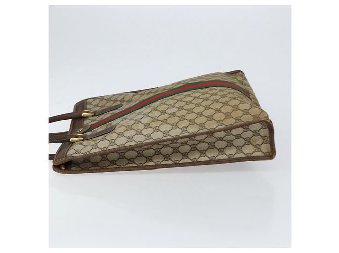 Borsa tote Gucci GG Supreme Web Sherry Line in PVC beige e oro 010 378 Auth 154418 D'oro - vista 4