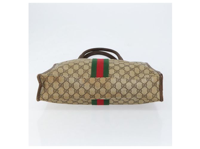 Borsa tote Gucci GG Supreme Web Sherry Line in PVC beige e oro 010 378 Auth 154418 D'oro - vista 5