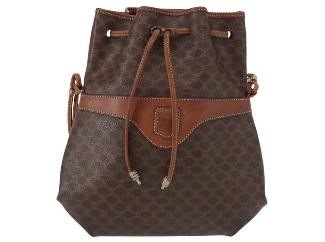 Céline CELINE Macadam Canvas Schultertasche aus PVC-Leder Braun Gold Auth 153471 Golden - Ansicht 13