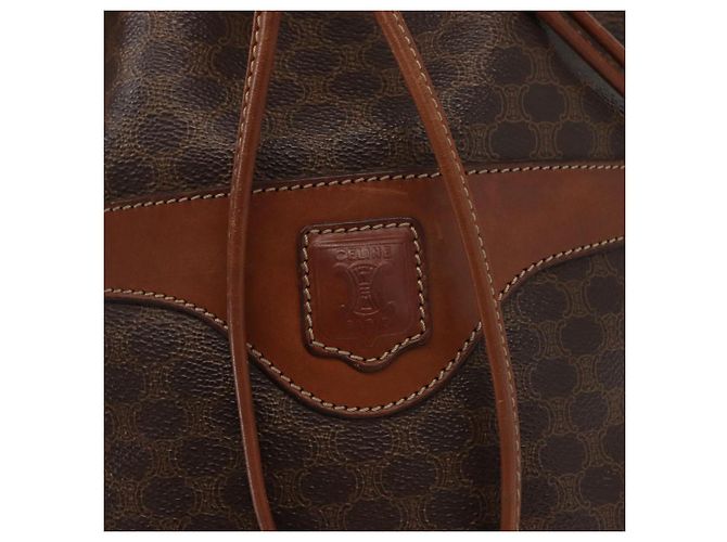 Céline CELINE Macadam Canvas Schultertasche aus PVC-Leder Braun Gold Auth 153471 Golden - Ansicht 18