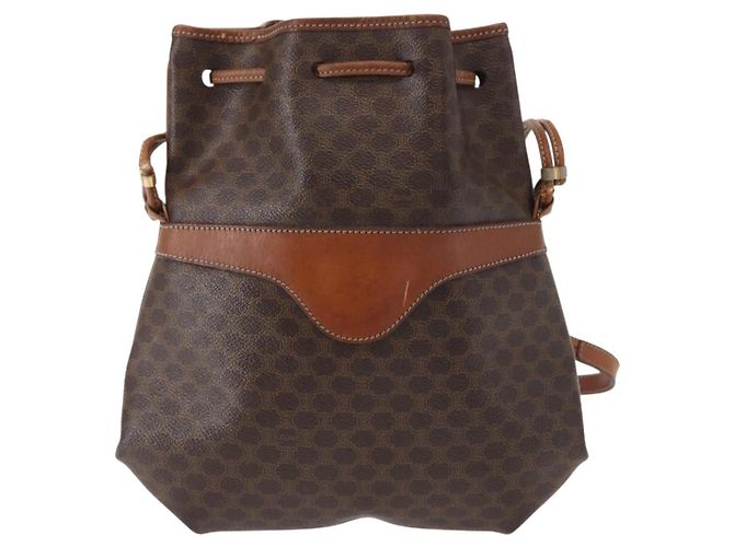 Céline CELINE Macadam Canvas Schultertasche aus PVC-Leder Braun Gold Auth 153471 Golden - Ansicht 2