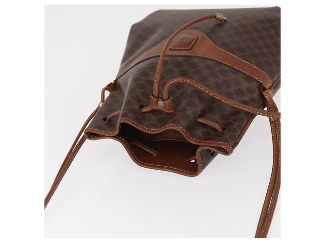 Céline CELINE Macadam Canvas Schultertasche aus PVC-Leder Braun Gold Auth 153471 Golden - Ansicht 6