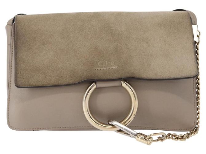 Chloé Borsa a Spalla Chloe Fay in Pelle Scamosciata Beige Oro Auth gh1321 D'oro - vista 13