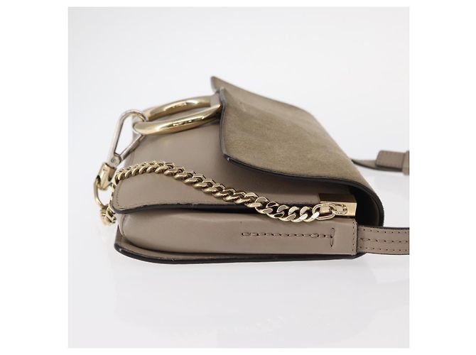 Chloé Borsa a Spalla Chloe Fay in Pelle Scamosciata Beige Oro Auth gh1321 D'oro - vista 3