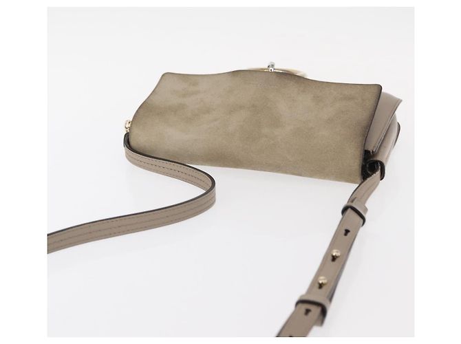 Chloé Borsa a Spalla Chloe Fay in Pelle Scamosciata Beige Oro Auth gh1321 D'oro - vista 6
