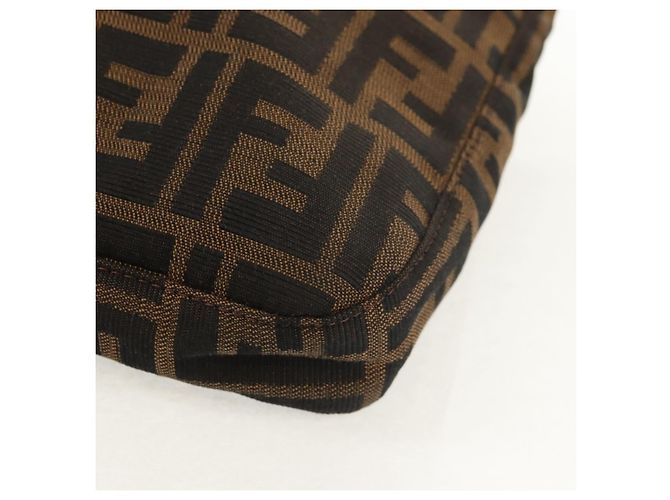 Borsa a spalla Mamma Baguette in tela Zucca FENDI nera e marrone Auth 153620SAV Nero - vista 16