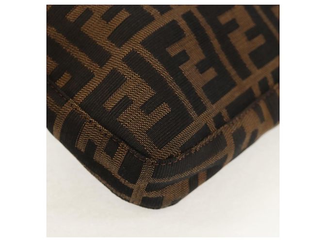 Borsa a spalla Mamma Baguette in tela Zucca FENDI nera e marrone Auth 153620SAV Nero - vista 17