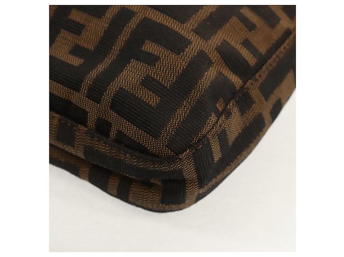Borsa a spalla Mamma Baguette in tela Zucca FENDI nera e marrone Auth 153620SAV Nero - vista 18