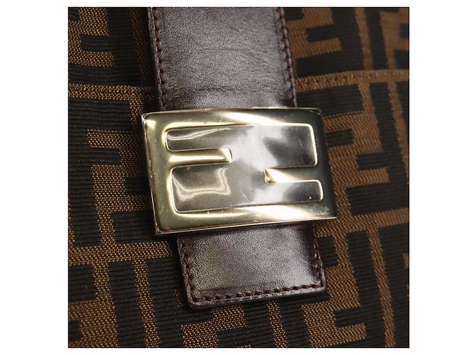 Borsa a spalla Mamma Baguette in tela Zucca FENDI nera e marrone Auth 153620SAV Nero - vista 19