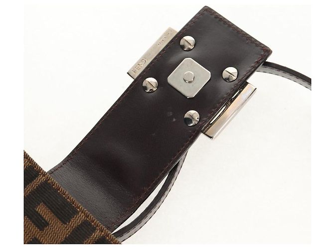 Borsa a spalla Mamma Baguette in tela Zucca FENDI nera e marrone Auth 153620SAV Nero - vista 20