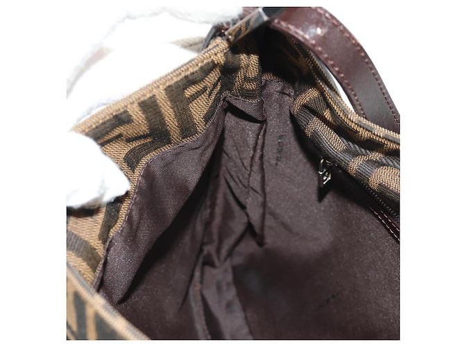 Borsa a spalla Mamma Baguette in tela Zucca FENDI nera e marrone Auth 153620SAV Nero - vista 24