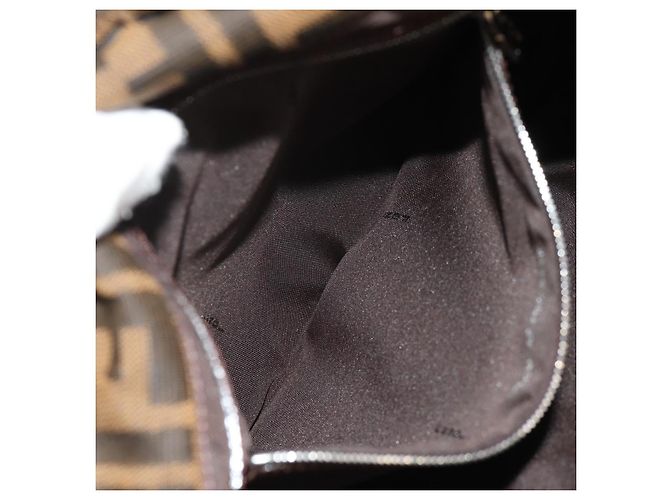 Borsa a spalla Mamma Baguette in tela Zucca FENDI nera e marrone Auth 153620SAV Nero - vista 26
