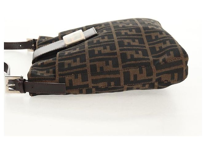 Borsa a spalla Mamma Baguette in tela Zucca FENDI nera e marrone Auth 153620SAV Nero - vista 3