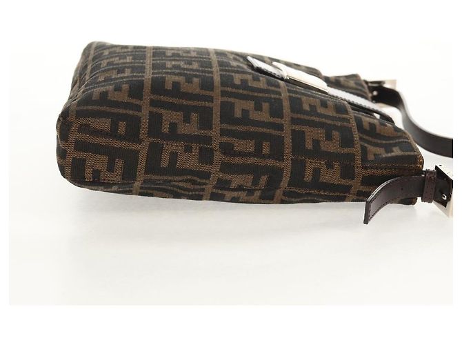 Borsa a spalla Mamma Baguette in tela Zucca FENDI nera e marrone Auth 153620SAV Nero - vista 4