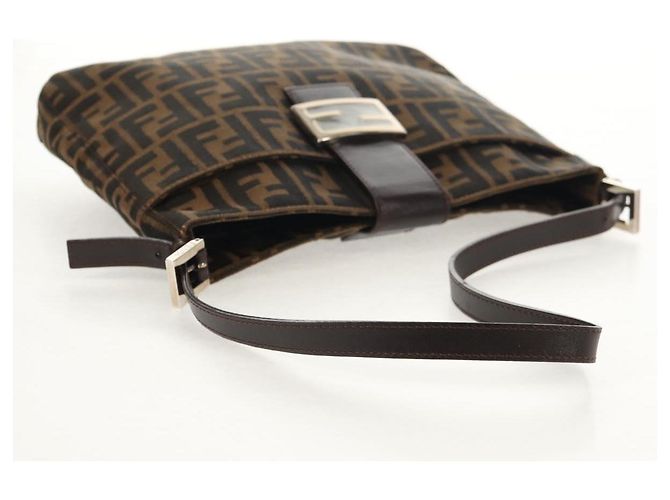 Borsa a spalla Mamma Baguette in tela Zucca FENDI nera e marrone Auth 153620SAV Nero - vista 7