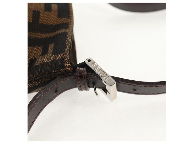 Borsa a spalla Mamma Baguette in tela Zucca FENDI nera e marrone Auth 153620SAV Nero - vista 8