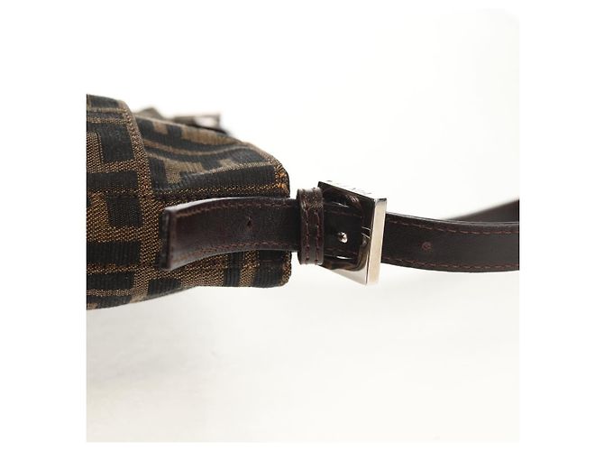 Borsa a spalla Mamma Baguette in tela Zucca FENDI nera e marrone Auth 153620SAV Nero - vista 9