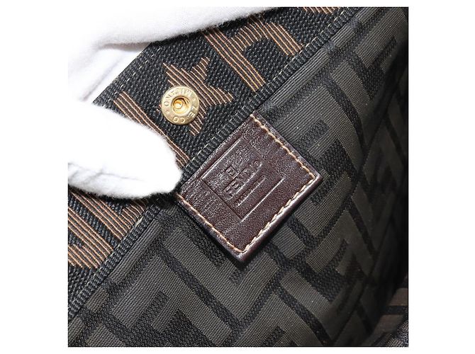 FENDI Zucca Canvas Tote Bag Schwarz Braun Auth gh1447 - Ansicht 15