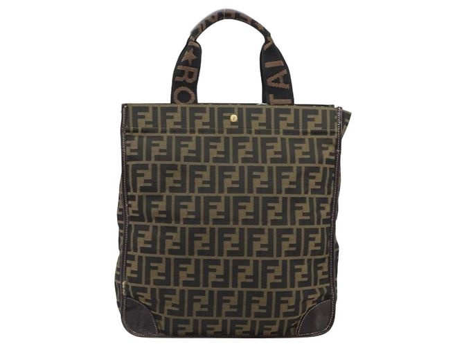 FENDI Zucca Canvas Tote Bag Schwarz Braun Auth gh1447 - Ansicht 4