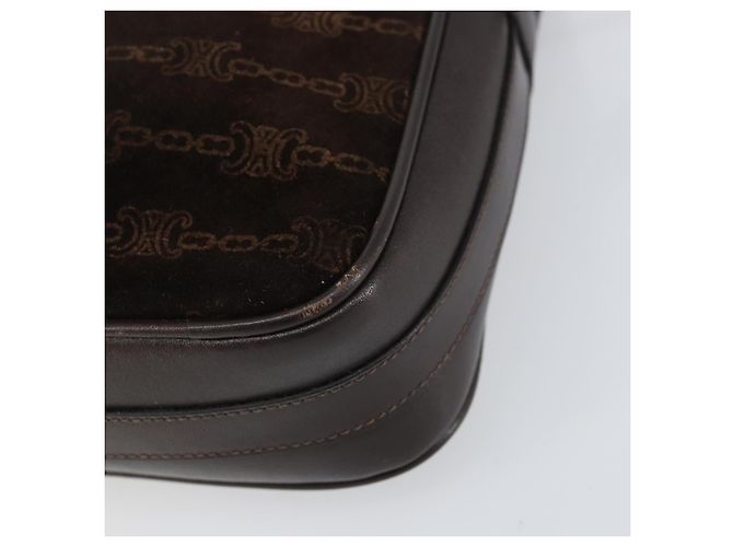 Céline Borsa a Spalla CELINE in Pelle Scamosciata Marrone Oro Auth ep12279 D'oro - vista 10