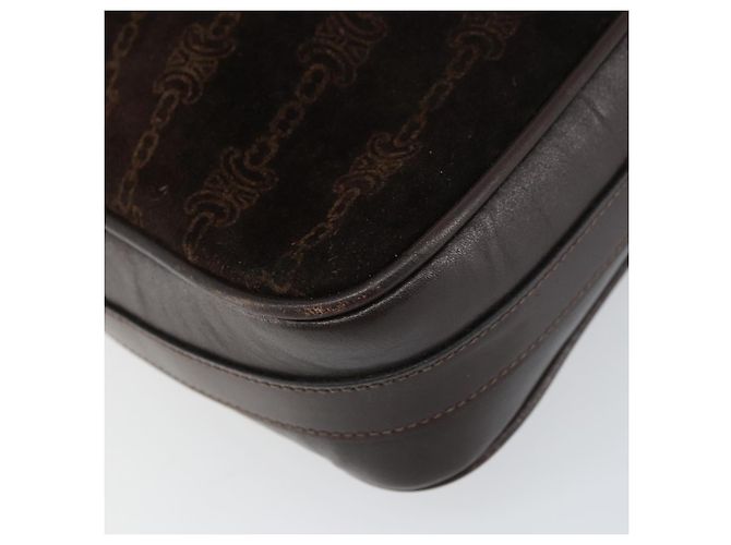 Céline Borsa a Spalla CELINE in Pelle Scamosciata Marrone Oro Auth ep12279 D'oro - vista 11