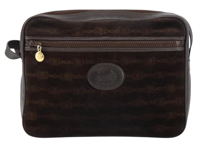 Céline Borsa a Spalla CELINE in Pelle Scamosciata Marrone Oro Auth ep12279 D'oro - vista 2