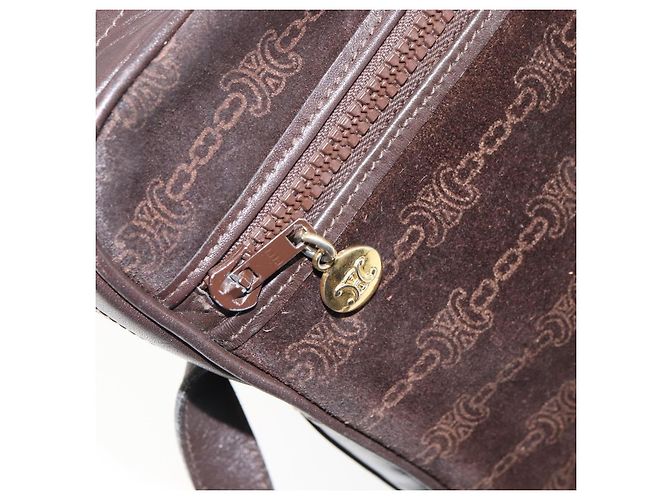 Céline Borsa a Spalla CELINE in Pelle Scamosciata Marrone Oro Auth ep12279 D'oro - vista 21