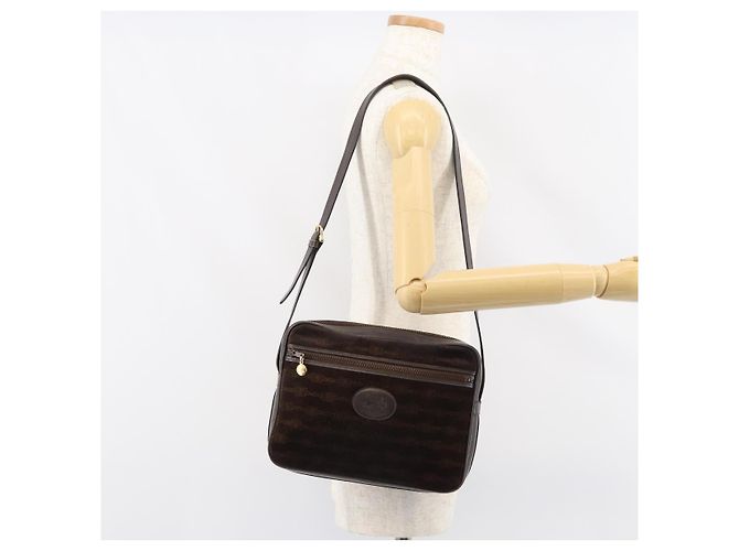 Céline Borsa a Spalla CELINE in Pelle Scamosciata Marrone Oro Auth ep12279 D'oro - vista 23