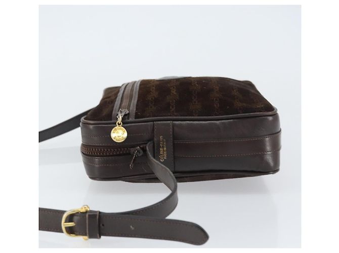 Céline Borsa a Spalla CELINE in Pelle Scamosciata Marrone Oro Auth ep12279 D'oro - vista 5