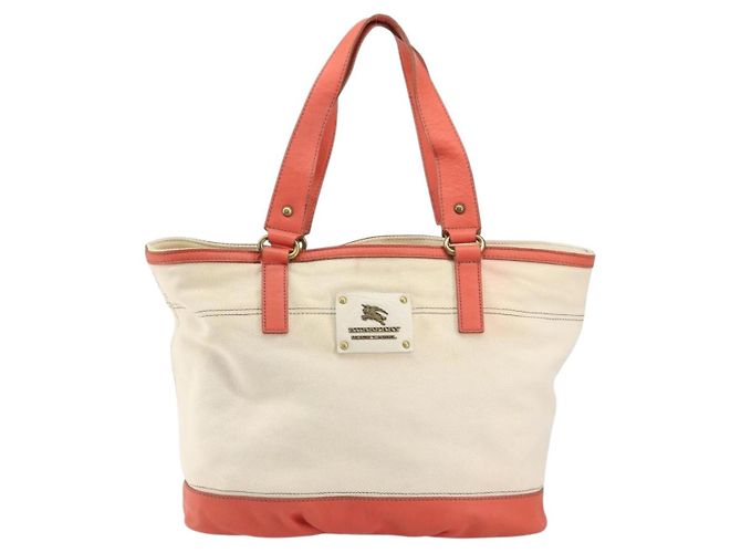 Borsa a mano BURBERRY Blue Label in tela e pelle beige arancione Auth mr1650 - vista 2