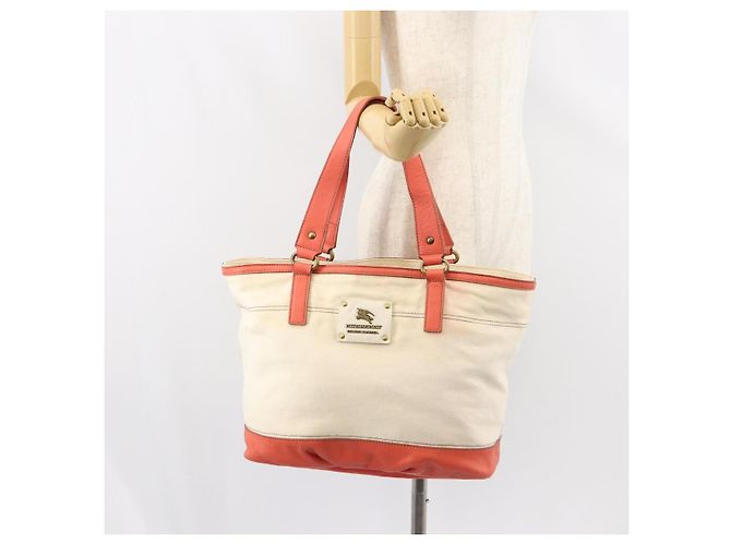 Borsa a mano BURBERRY Blue Label in tela e pelle beige arancione Auth mr1650 - vista 23