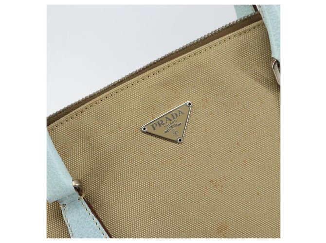 Borsa a mano PRADA in tela argento beige Auth BA8778 - vista 14