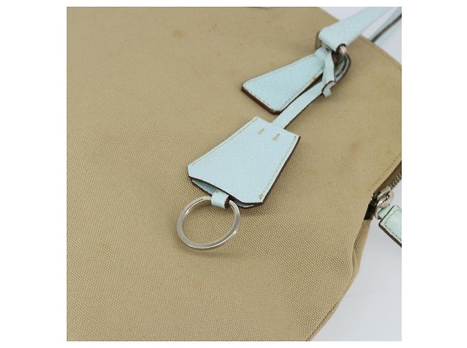 Borsa a mano PRADA in tela argento beige Auth BA8778 - vista 16