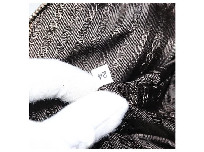 Borsa a mano PRADA in tela argento beige Auth BA8778 - vista 23