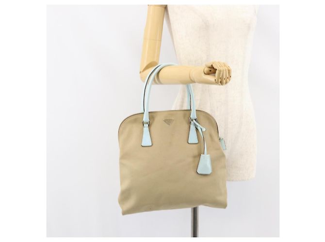 Borsa a mano PRADA in tela argento beige Auth BA8778 - vista 24
