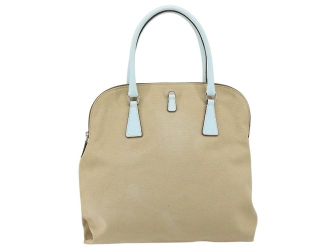 Borsa a mano PRADA in tela argento beige Auth BA8778 - vista 3