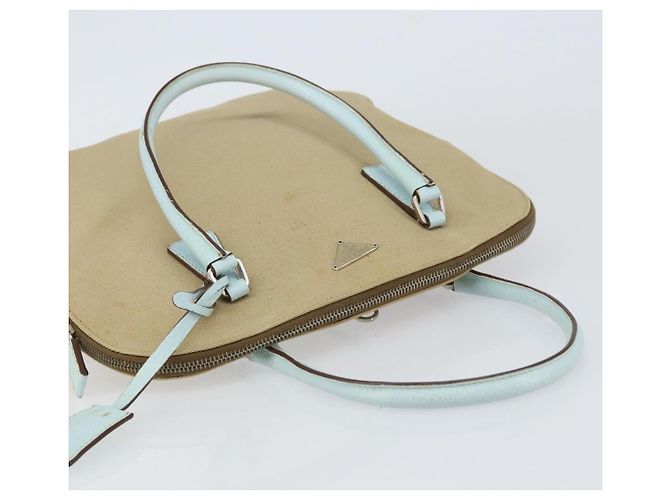 Borsa a mano PRADA in tela argento beige Auth BA8778 - vista 6
