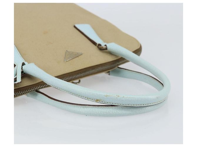 Borsa a mano PRADA in tela argento beige Auth BA8778 - vista 7